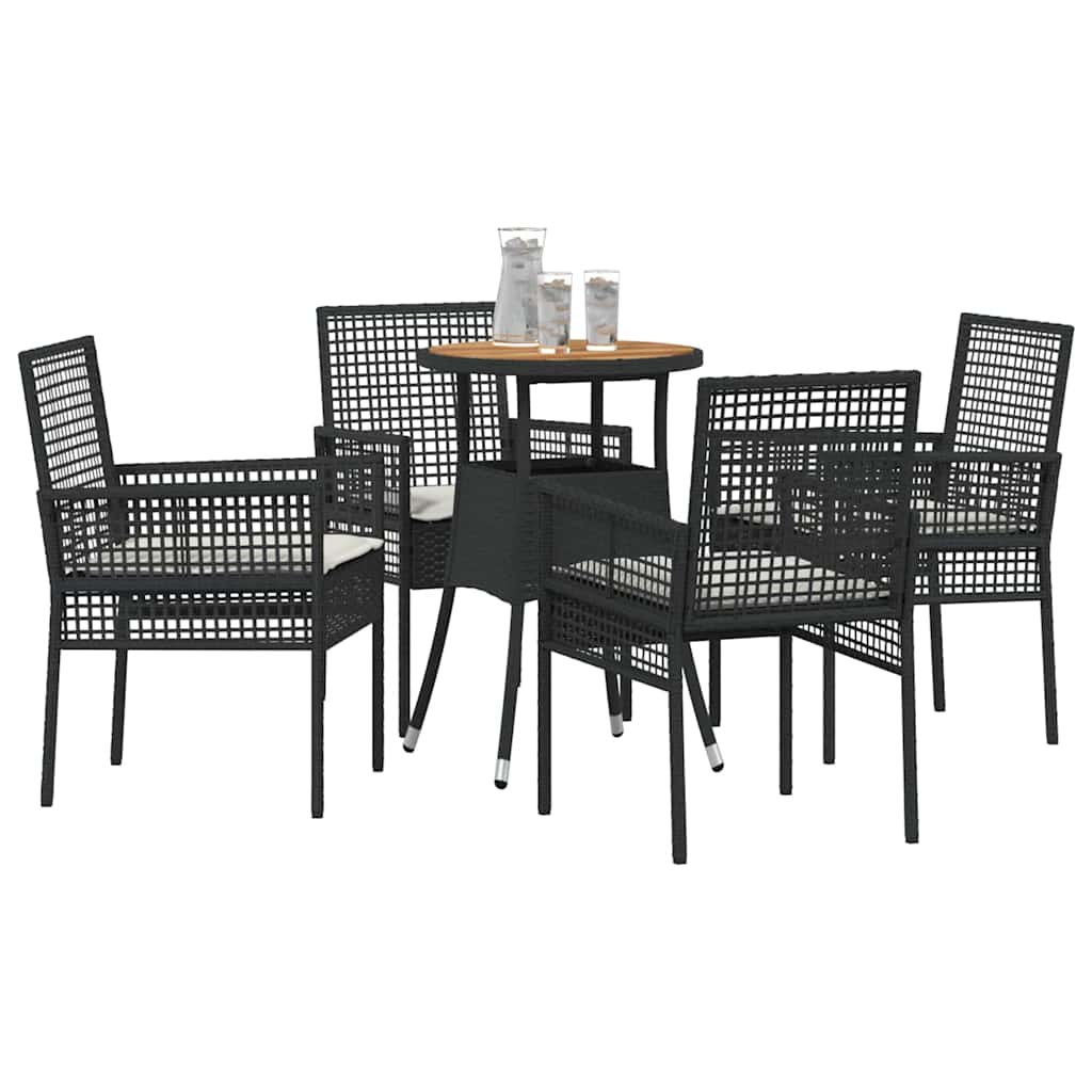 Have Spisebordssæt 5 stk. Sort polyrattan