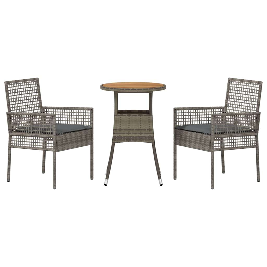 Have Spisebordssæt 3 stk. Grå polyrattan