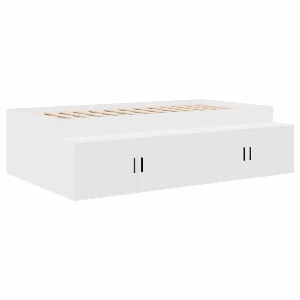 Sengestel med skuffe med dør Hvid 100 x 200 cm Konstrueret træ