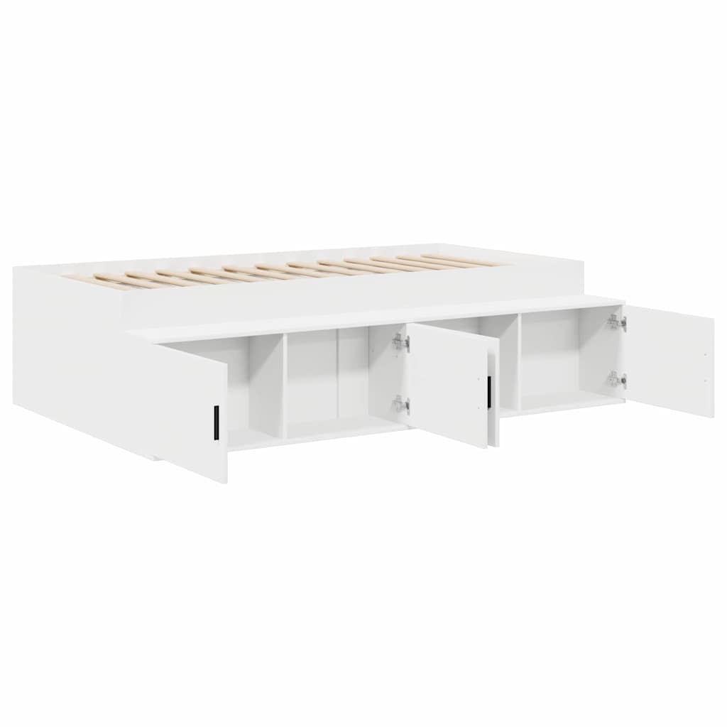 Sengestel med skuffe med dør Hvid 100 x 200 cm Konstrueret træ