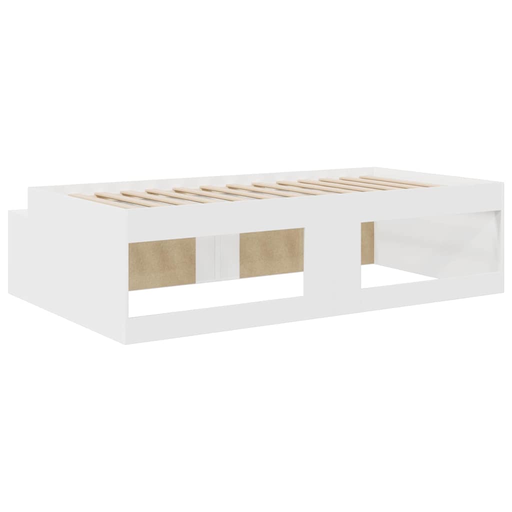 Sengestel med skuffe med dør Hvid 100 x 200 cm Konstrueret træ
