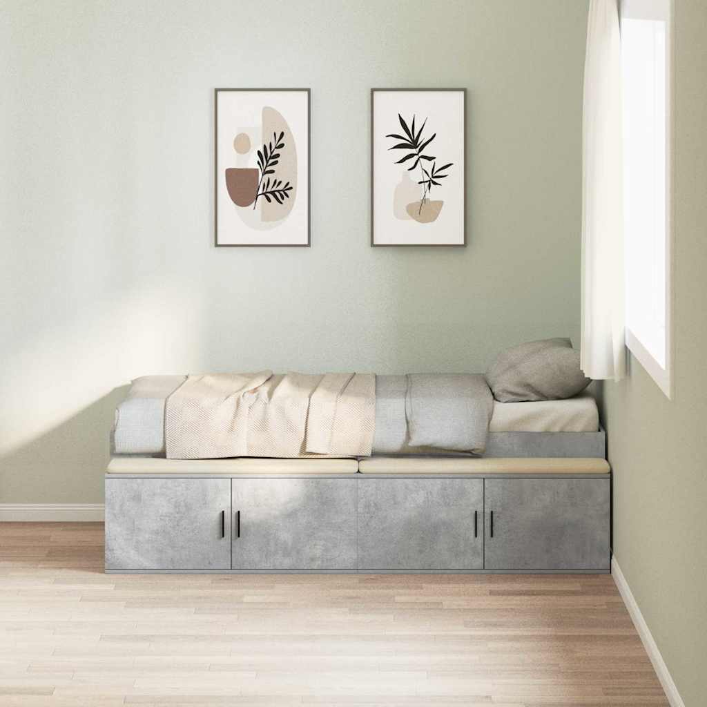 Sengestel med skuffe Beton Grå 100 x 200 cm Konstrueret træ