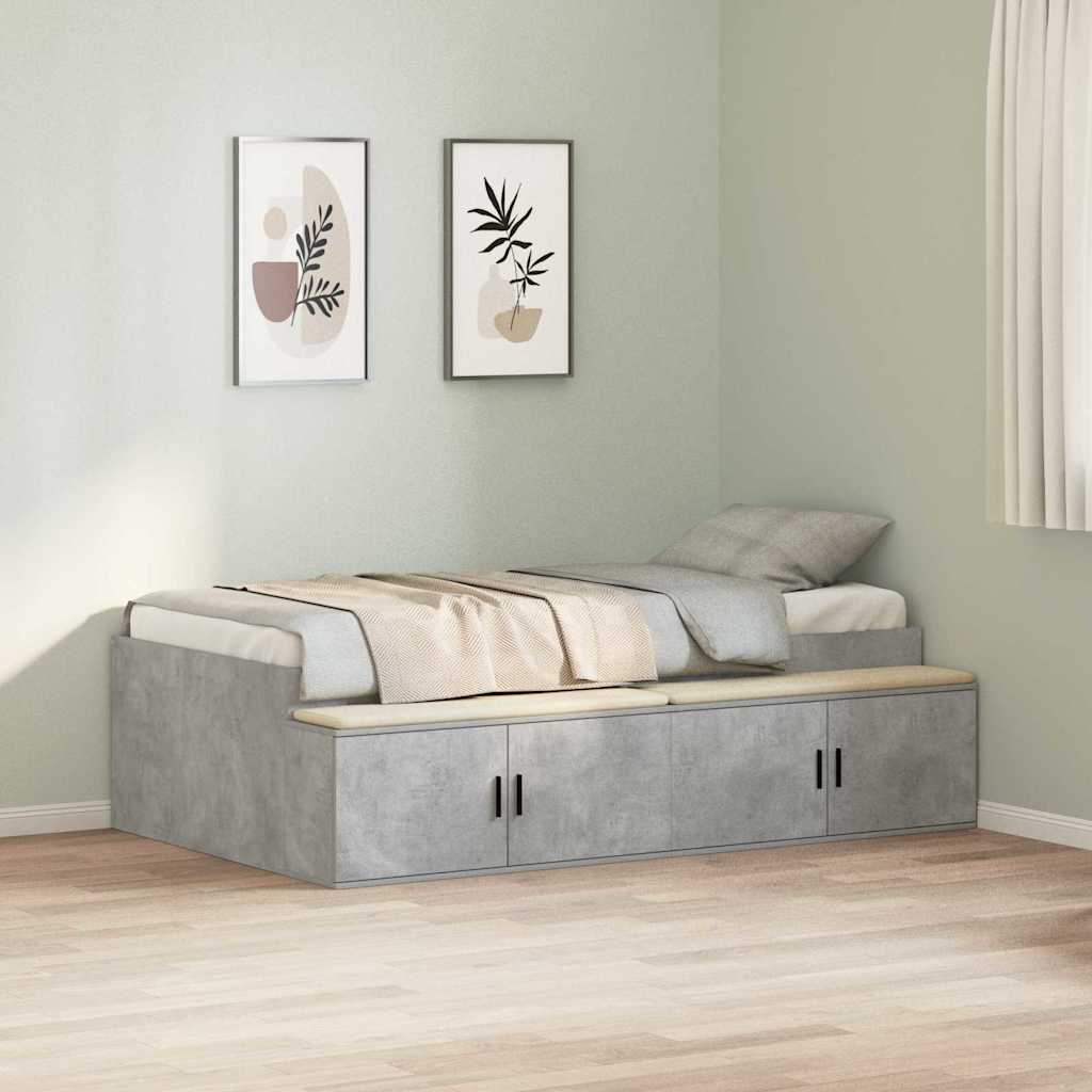 Sengestel med skuffe Beton Grå 100 x 200 cm Konstrueret træ