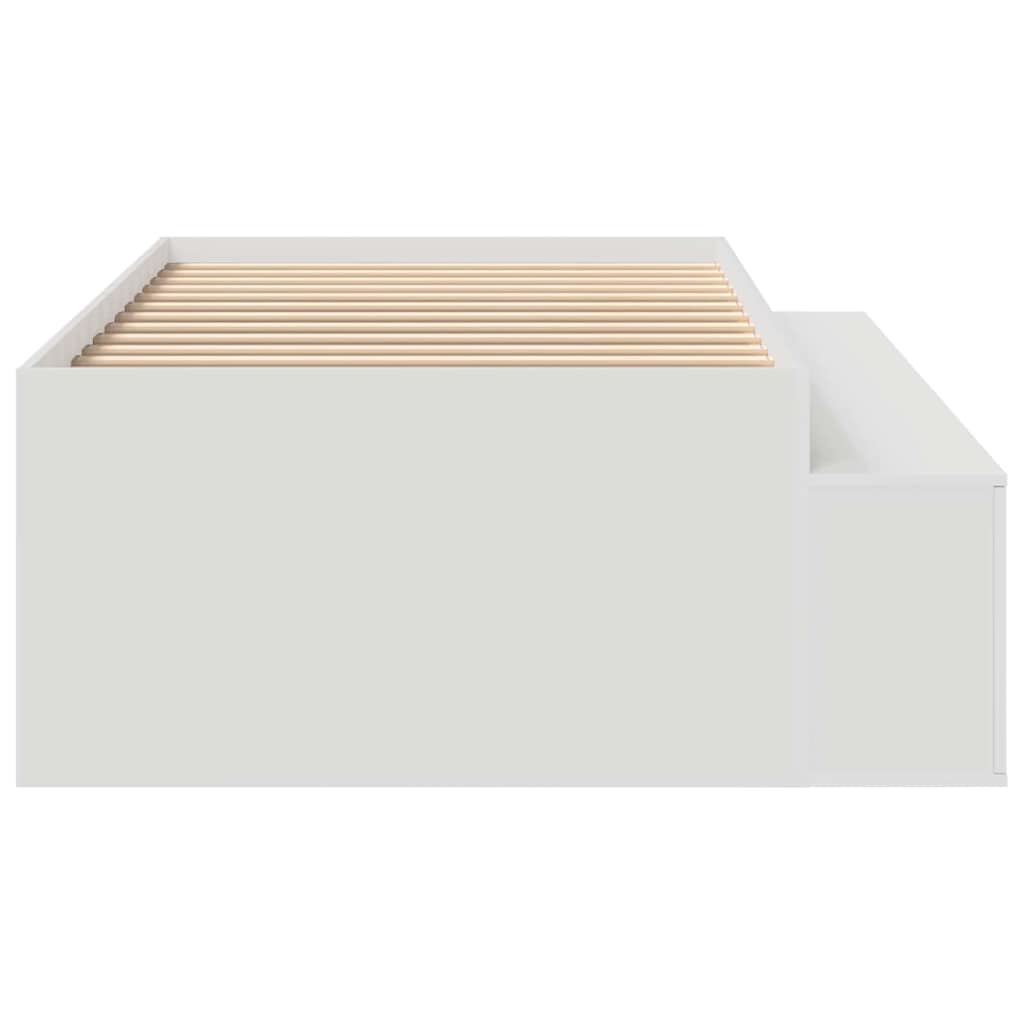 Sengestel med skuffe med dør Hvid 90 x 200 cm Konstrueret træ