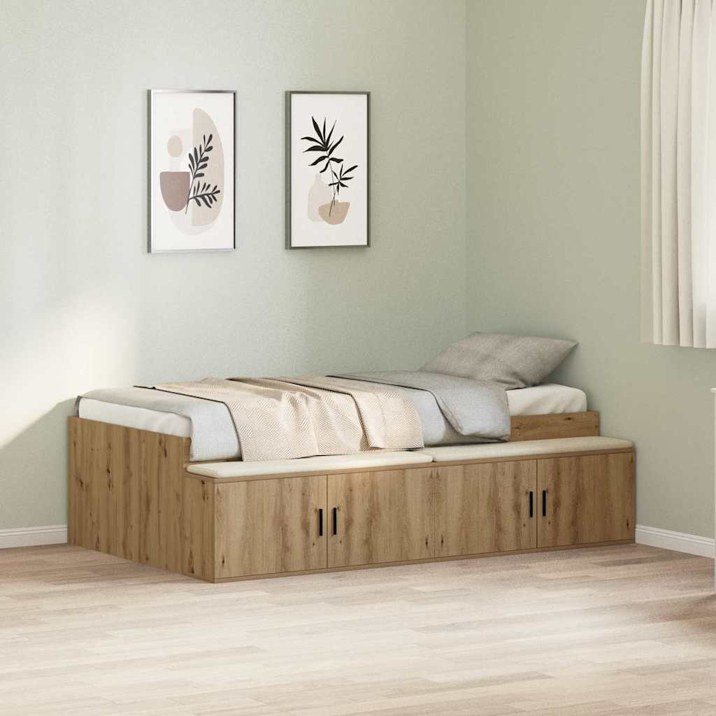 Sengestel med skuffe Artisan Egetræ 90 x 200 cm Konstrueret træ