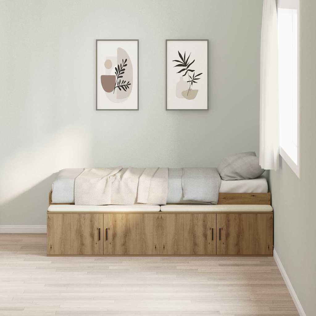 Sengestel med skuffe Artisan Egetræ 90 x 190 cm Konstrueret træ