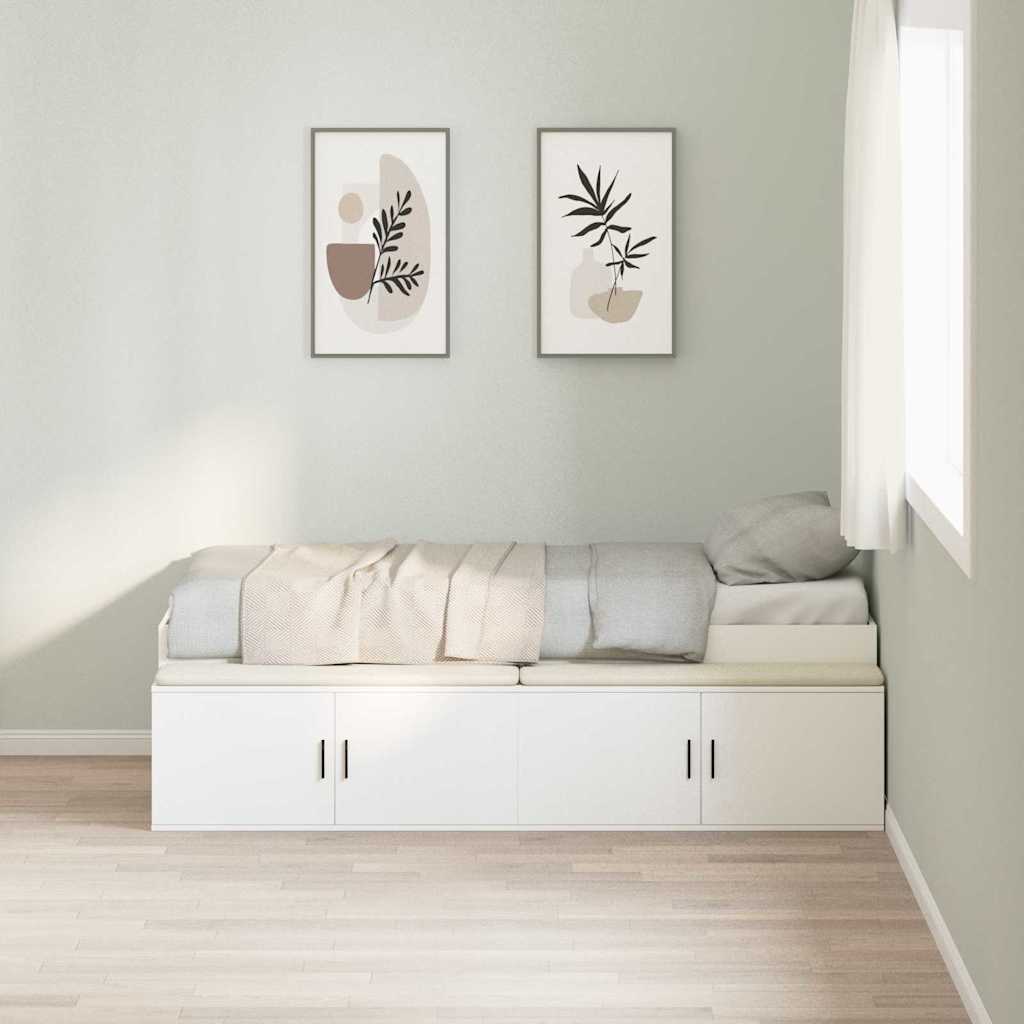 Sengestel med skuffe med dør Hvid 70 x 190 cm Konstrueret træ
