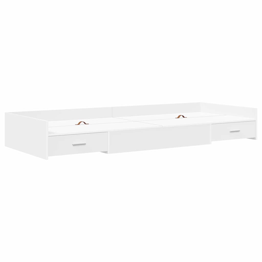 Sengestel med skuffe med dør Hvid 100 x 200 cm Konstrueret træ