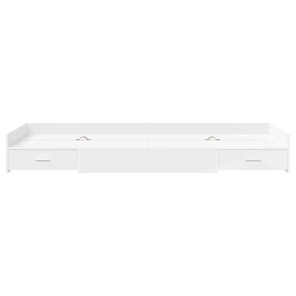 Sengestel med skuffe med dør Hvid 100 x 200 cm Konstrueret træ
