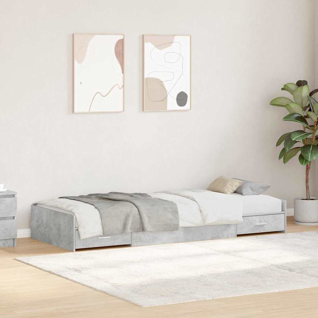 Sengestel med skuffe Beton Grå 100 x 200 cm Konstrueret træ