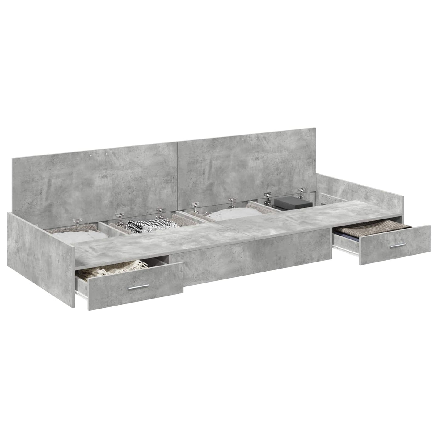 Sengestel med skuffe Beton Grå 100 x 200 cm Konstrueret træ