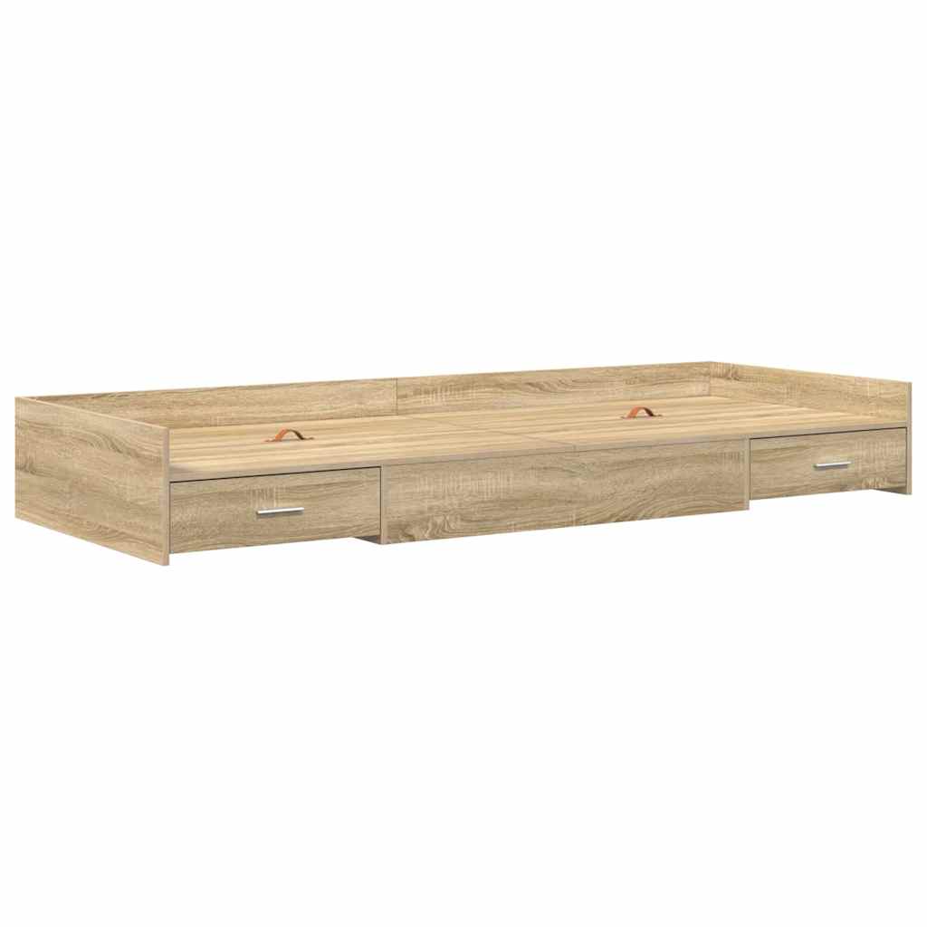 Sengestel med skuffe Sonoma eg 90 x 200 cm Konstrueret træ