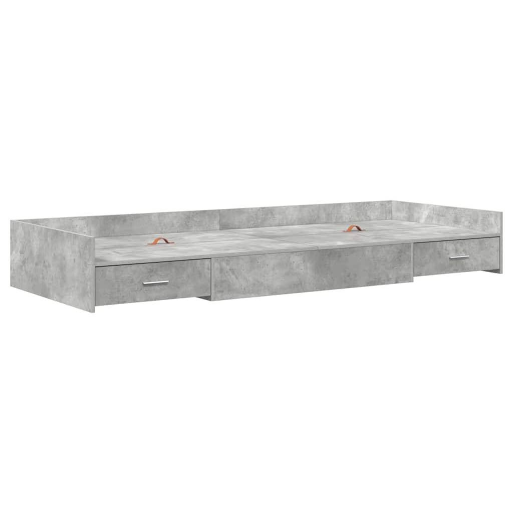 Sengestel med skuffe Beton Grå 90 x 200 cm Konstrueret træ