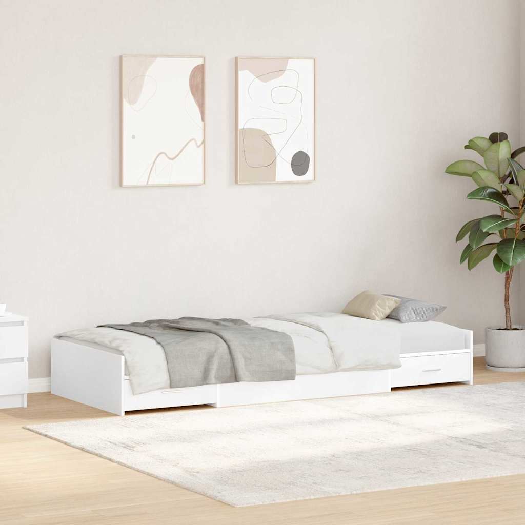 Sengestel med skuffe med dør Hvid 80 x 200 cm Konstrueret træ