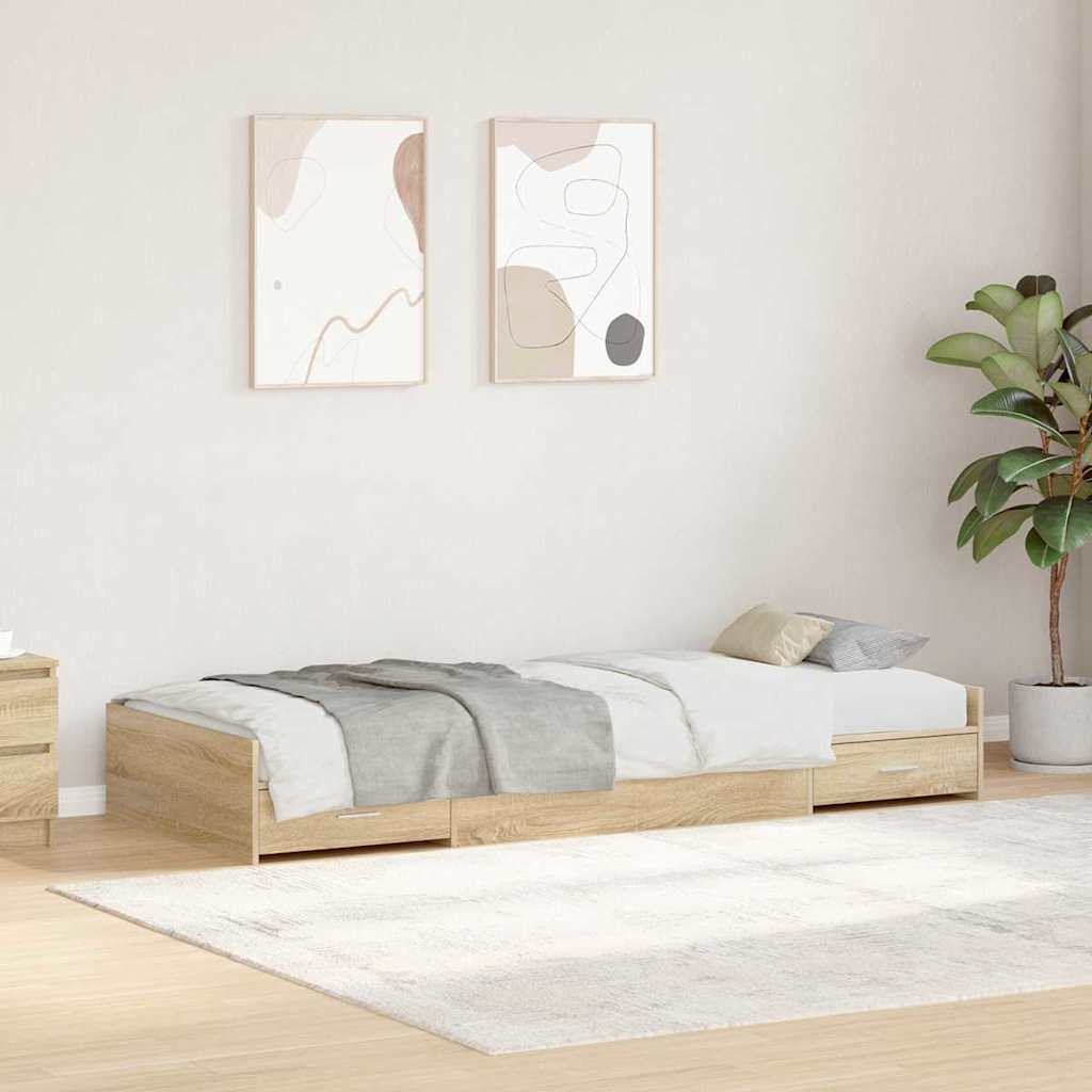 Sengestel med skuffe Sonoma eg 80 x 200 cm Konstrueret træ