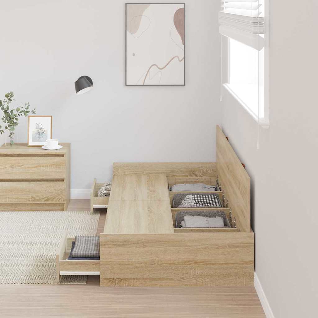 Sengestel med skuffe Sonoma eg 80 x 200 cm Konstrueret træ