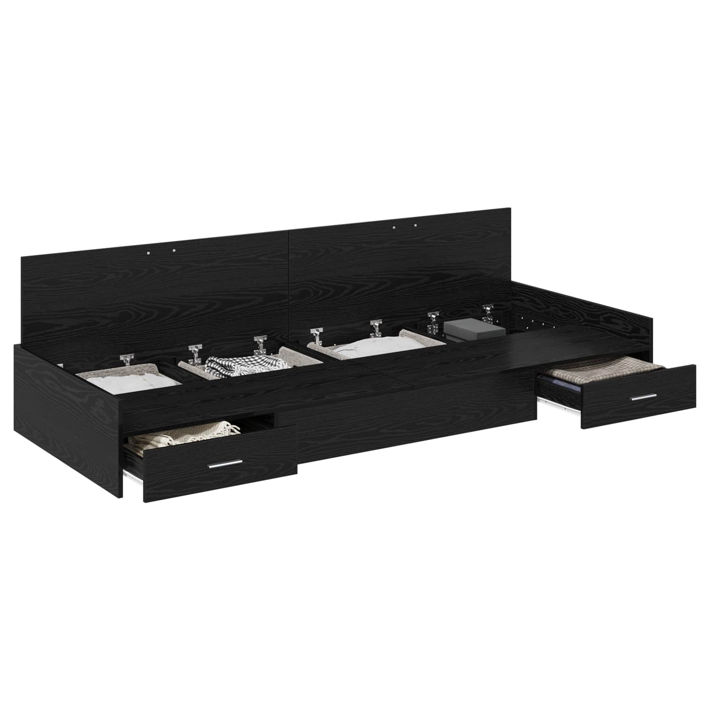 Sengestel med skuffe Sort eg 90 x 190 cm Konstrueret træ