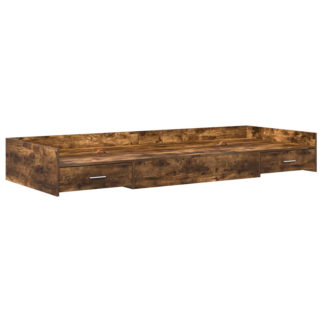 Sengestel med skuffe Røget eg 75 x 190 cm Konstrueret træ
