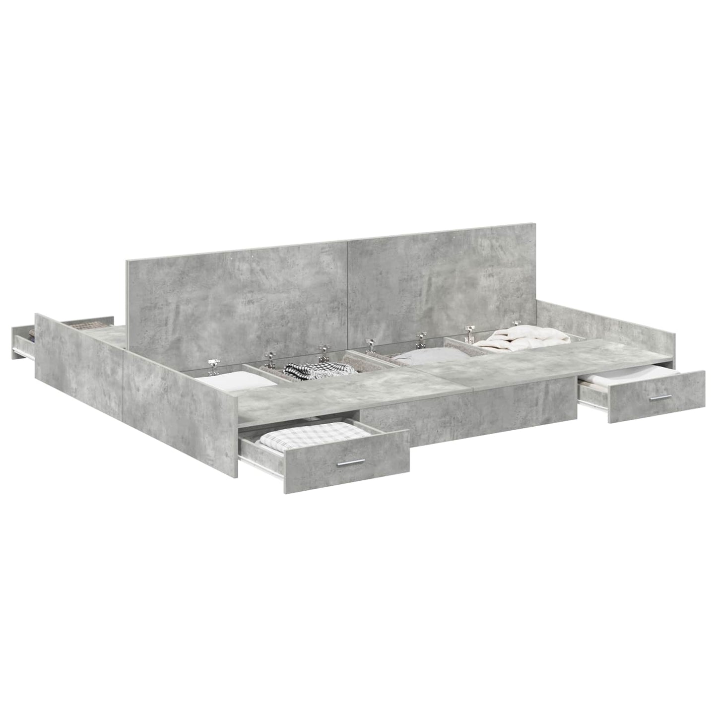Seng med opbevaring Beton Grå 200 x 200 cm Konstrueret træ