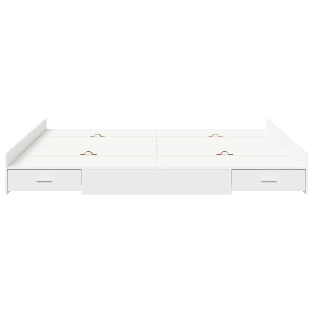 Seng med opbevaring med dør Hvid 180 x 200 cm Konstrueret træ