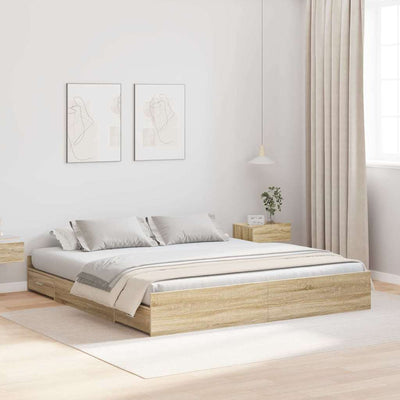 Seng med opbevaring Sonoma eg 180 x 200 cm Konstrueret træ
