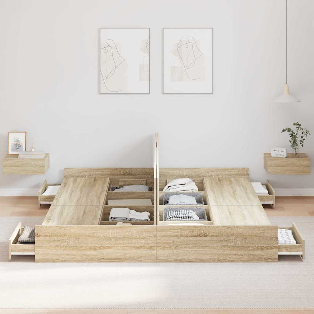Seng med opbevaring Sonoma eg 180 x 200 cm Konstrueret træ