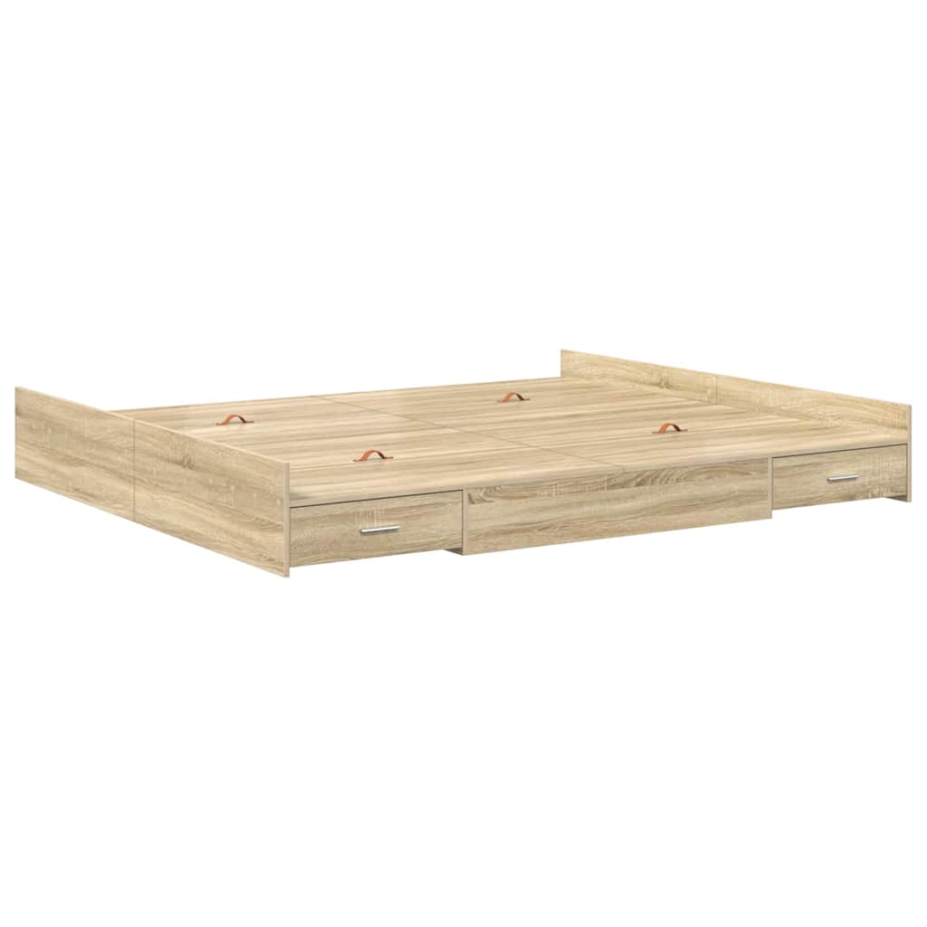 Seng med opbevaring Sonoma eg 180 x 200 cm Konstrueret træ