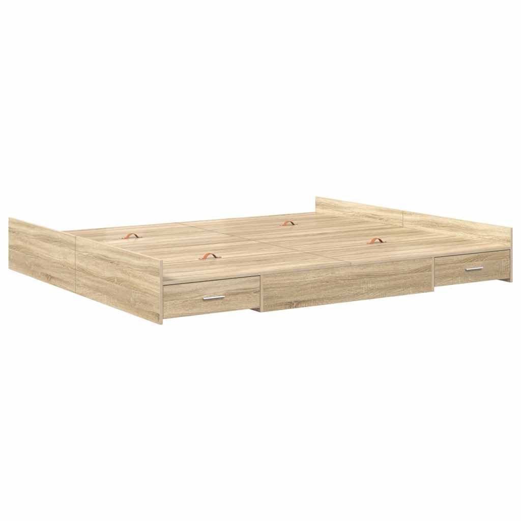Seng med opbevaring Sonoma eg 180 x 200 cm Konstrueret træ