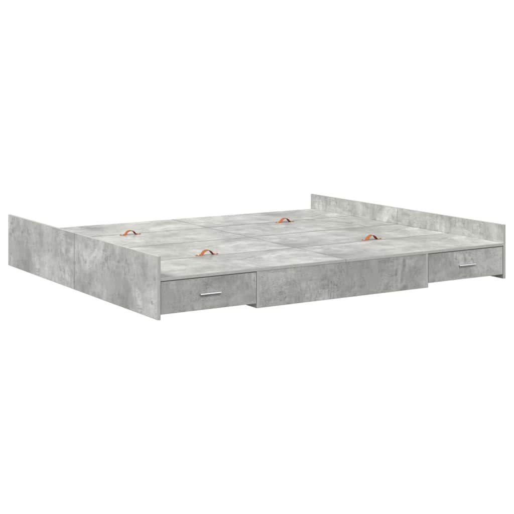 Seng med opbevaring Beton Grå 180 x 200 cm Konstrueret træ