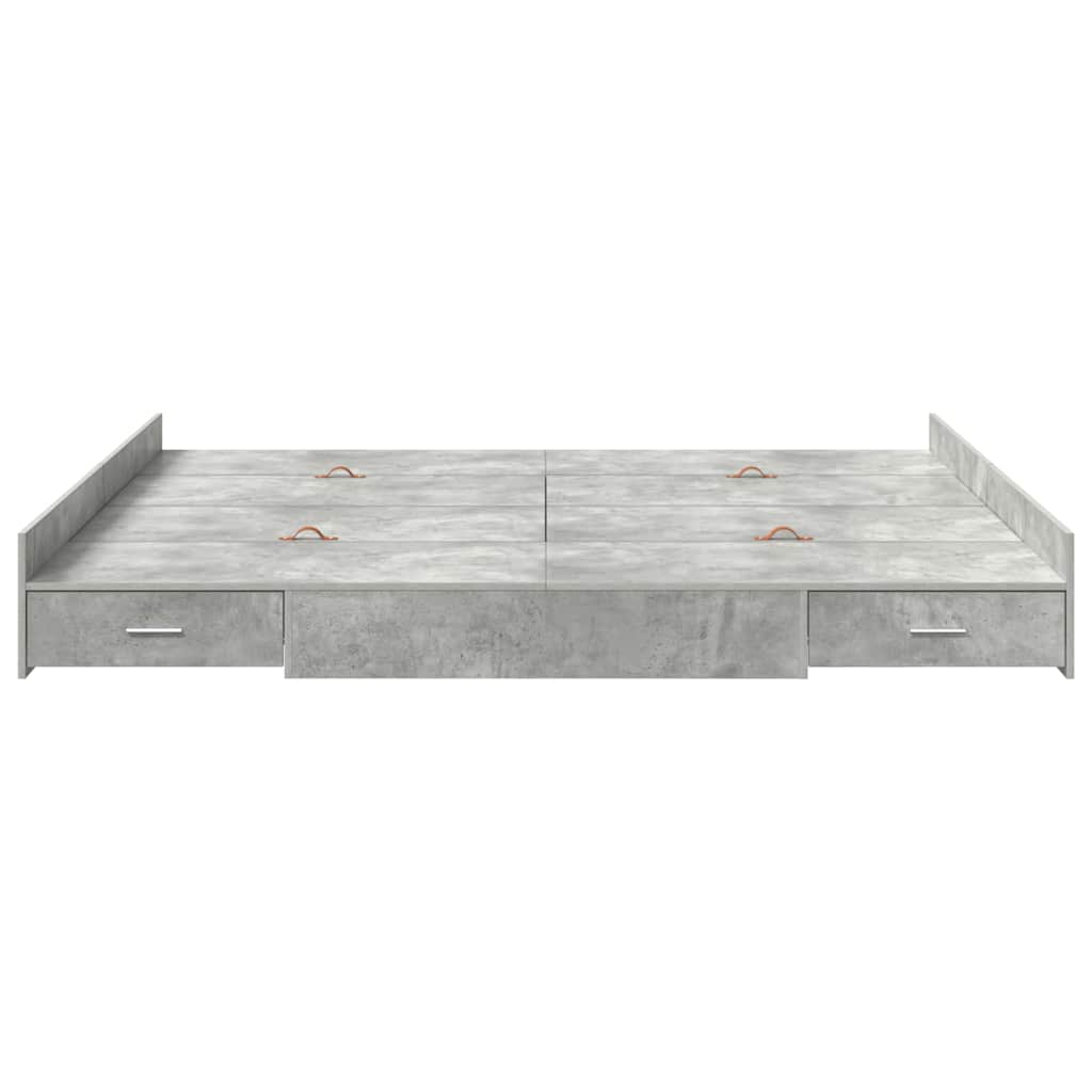 Seng med opbevaring Beton Grå 180 x 200 cm Konstrueret træ