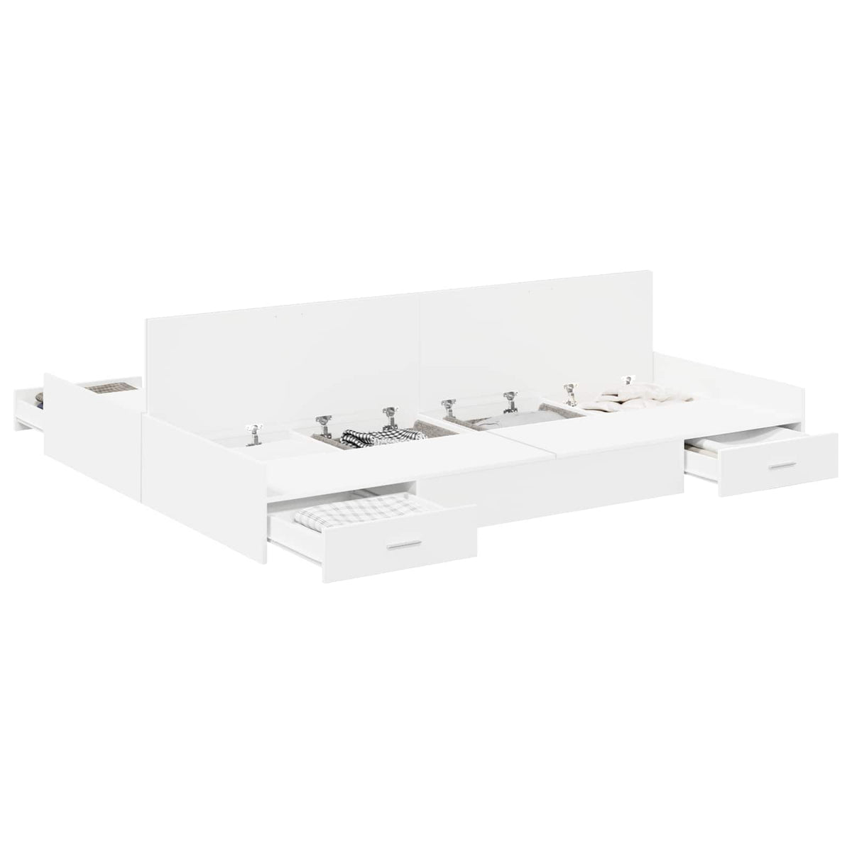 Seng med opbevaring med dør Hvid 160 x 200 cm Konstrueret træ