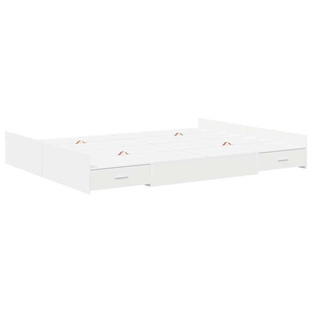 Seng med opbevaring med dør Hvid 160 x 200 cm Konstrueret træ
