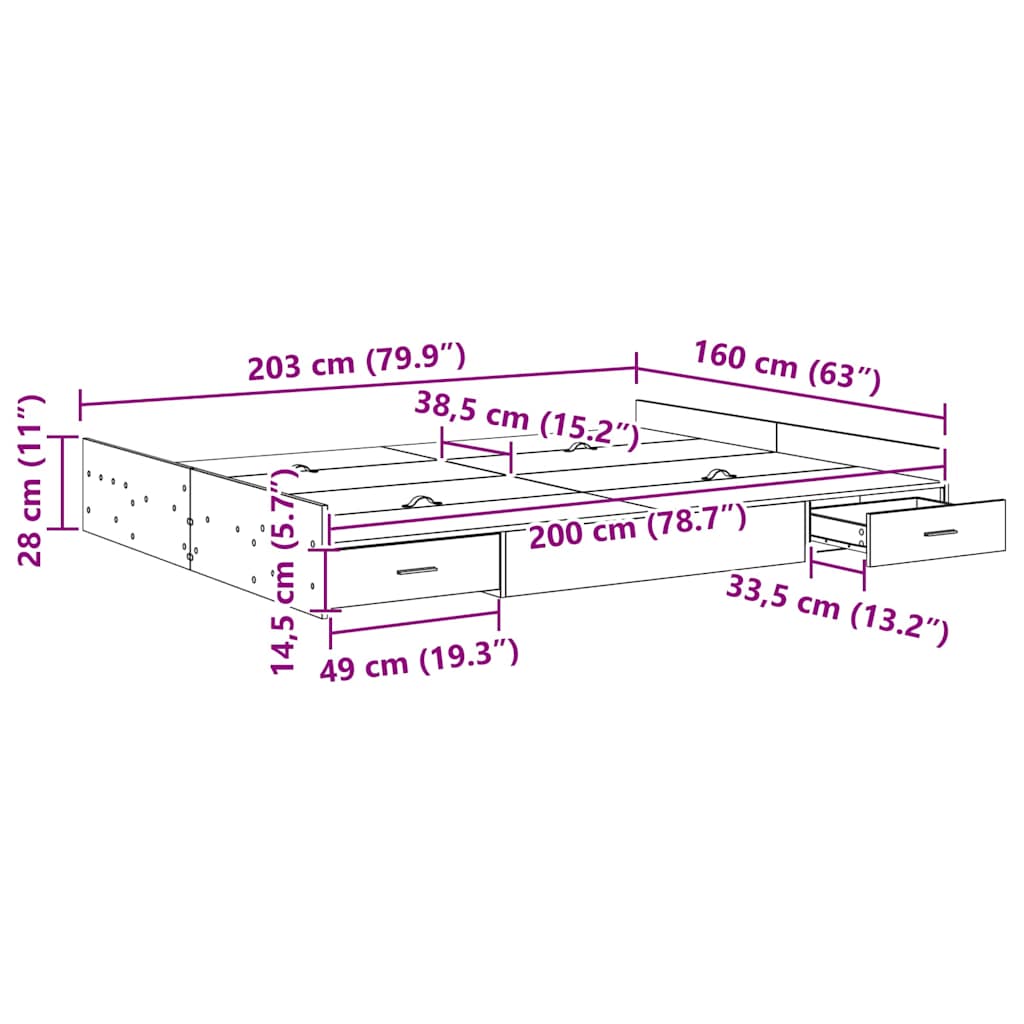Seng med opbevaring med dør Hvid 160 x 200 cm Konstrueret træ
