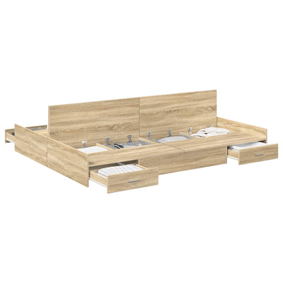 Seng med opbevaring Sonoma eg 160 x 200 cm Konstrueret træ