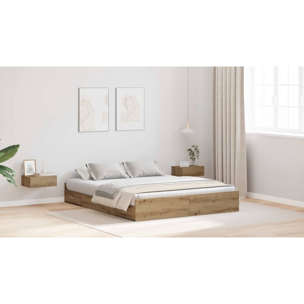 Seng med opbevaring Artisan Egetræ 160 x 200 cm Konstrueret træ