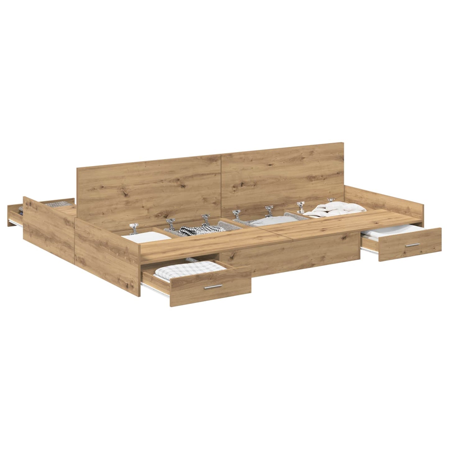 Seng med opbevaring Artisan Egetræ 160 x 200 cm Konstrueret træ
