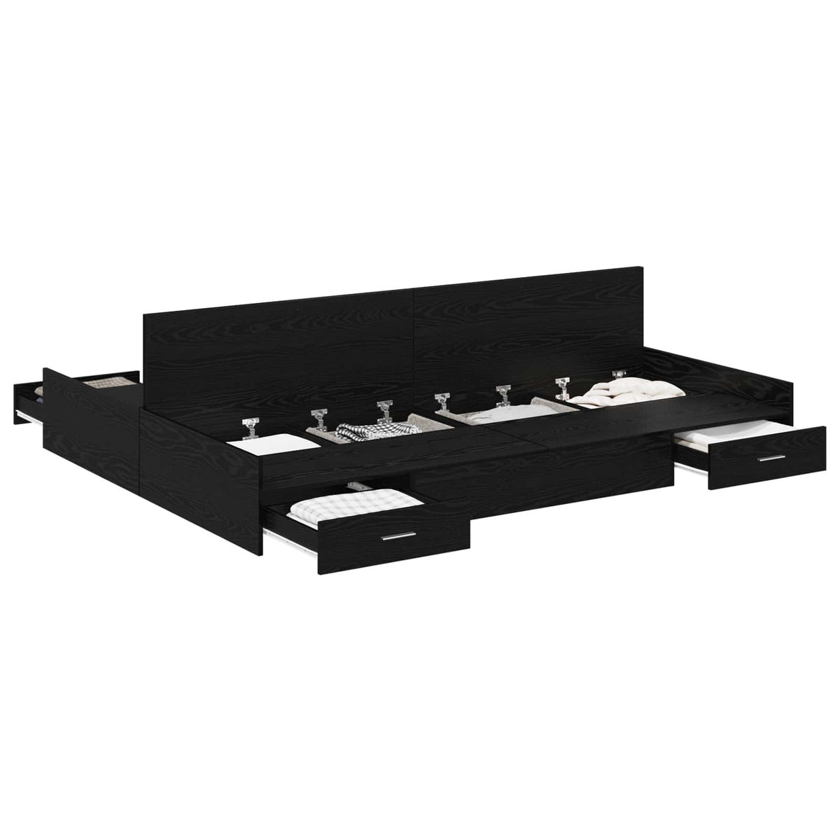 Seng med opbevaring Sort eg 150 x 200 cm Konstrueret træ