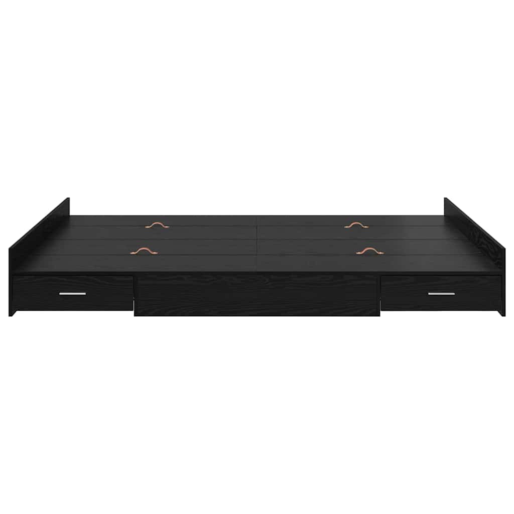 Seng med opbevaring Sort eg 150 x 200 cm Konstrueret træ