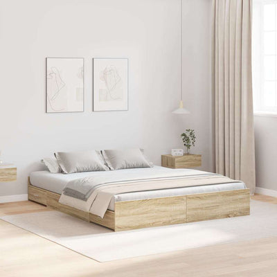 Seng med opbevaring Sonoma eg 150 x 200 cm Konstrueret træ