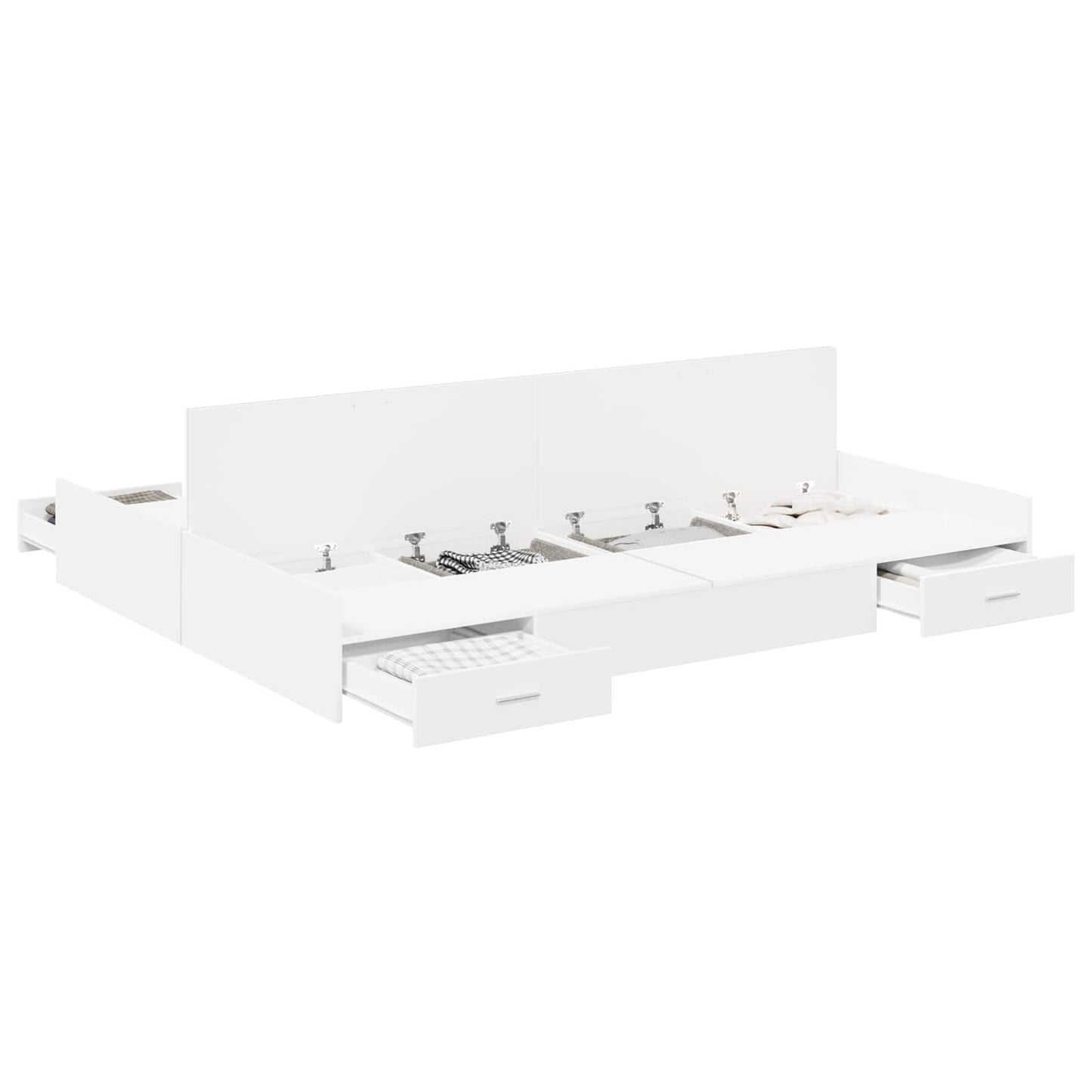 Seng med opbevaring med dør Hvid 140 x 200 cm Konstrueret træ