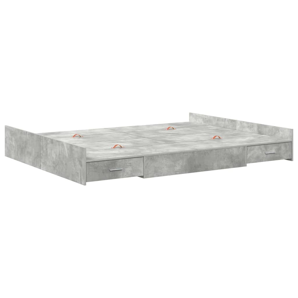 Seng med opbevaring Beton Grå 140 x 200 cm Konstrueret træ