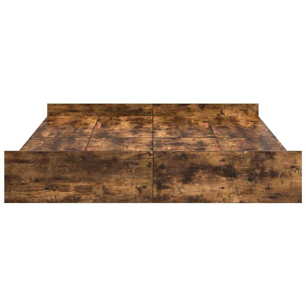 Seng med opbevaring Røget eg 140 x 200 cm Konstrueret træ