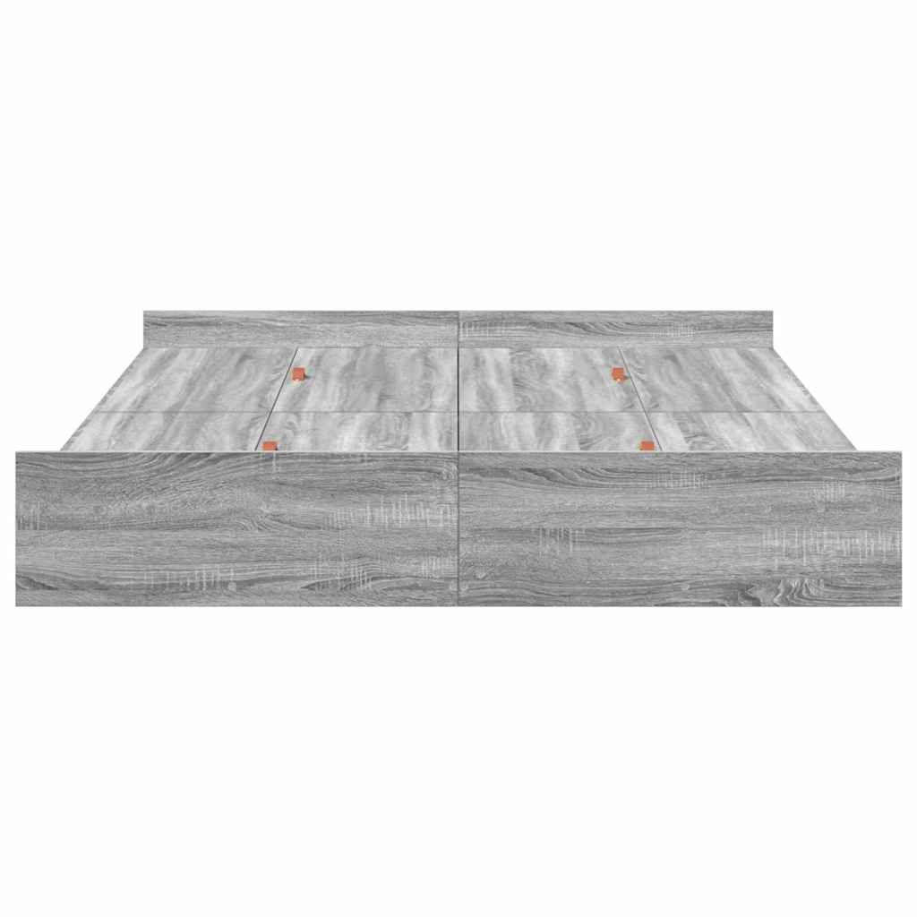 Seng med opbevaring Grå Sonoma 140 x 200 cm Konstrueret træ