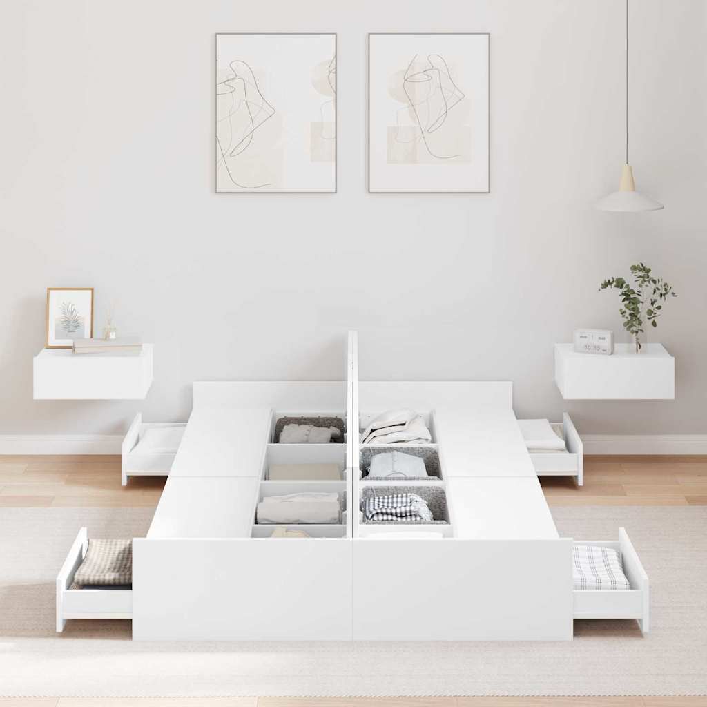 Seng med opbevaring med dør Hvid 120 x 200 cm Konstrueret træ