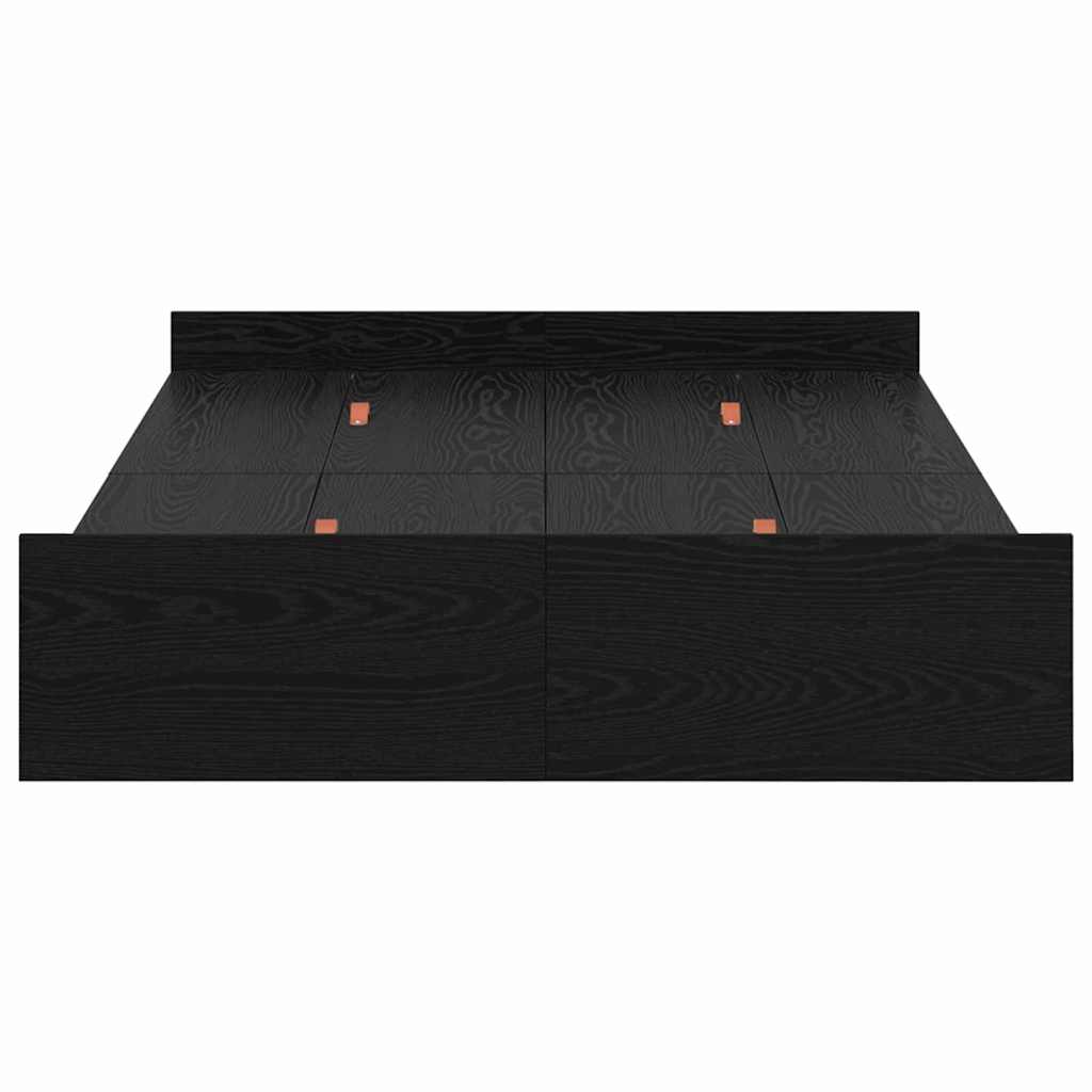 Seng med opbevaring Sort eg 120 x 200 cm Konstrueret træ