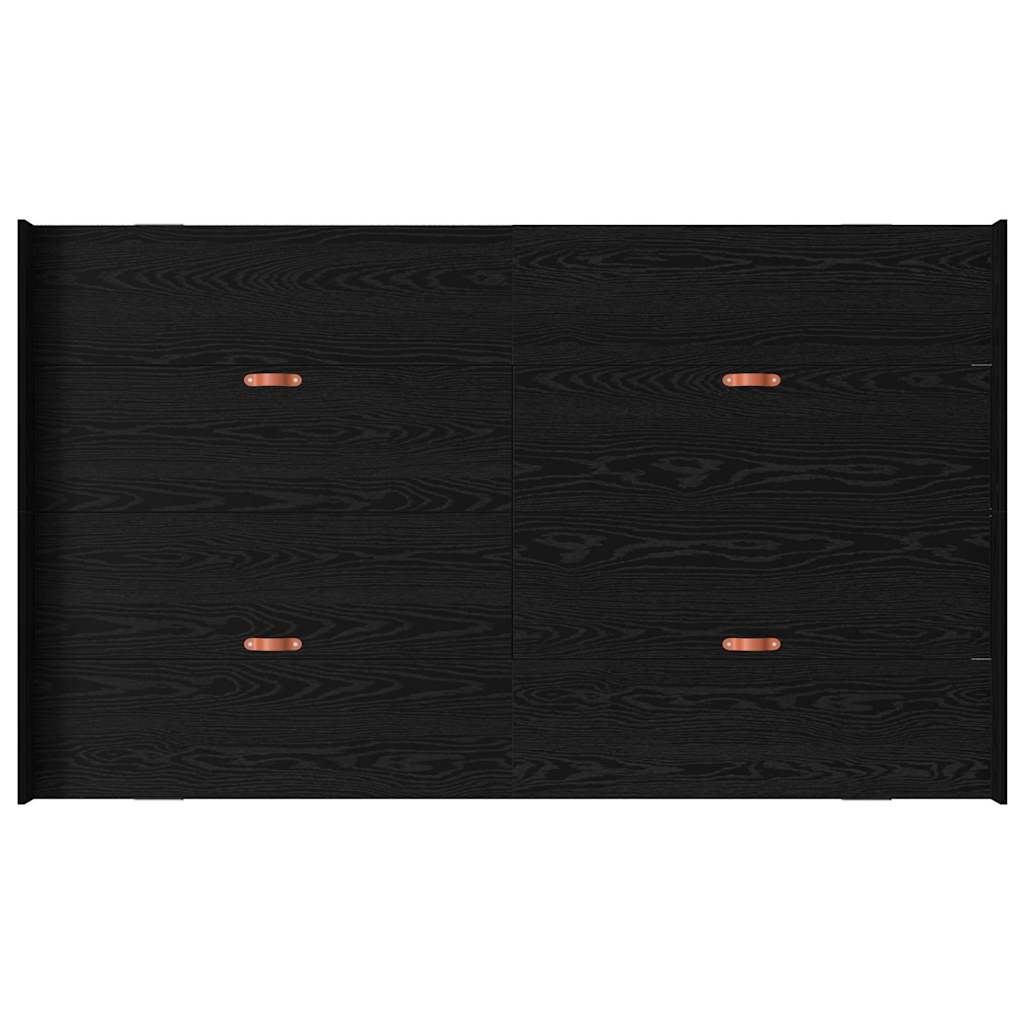 Seng med opbevaring Sort eg 120 x 200 cm Konstrueret træ