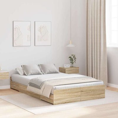 Seng med opbevaring Sonoma eg 120 x 200 cm Konstrueret træ