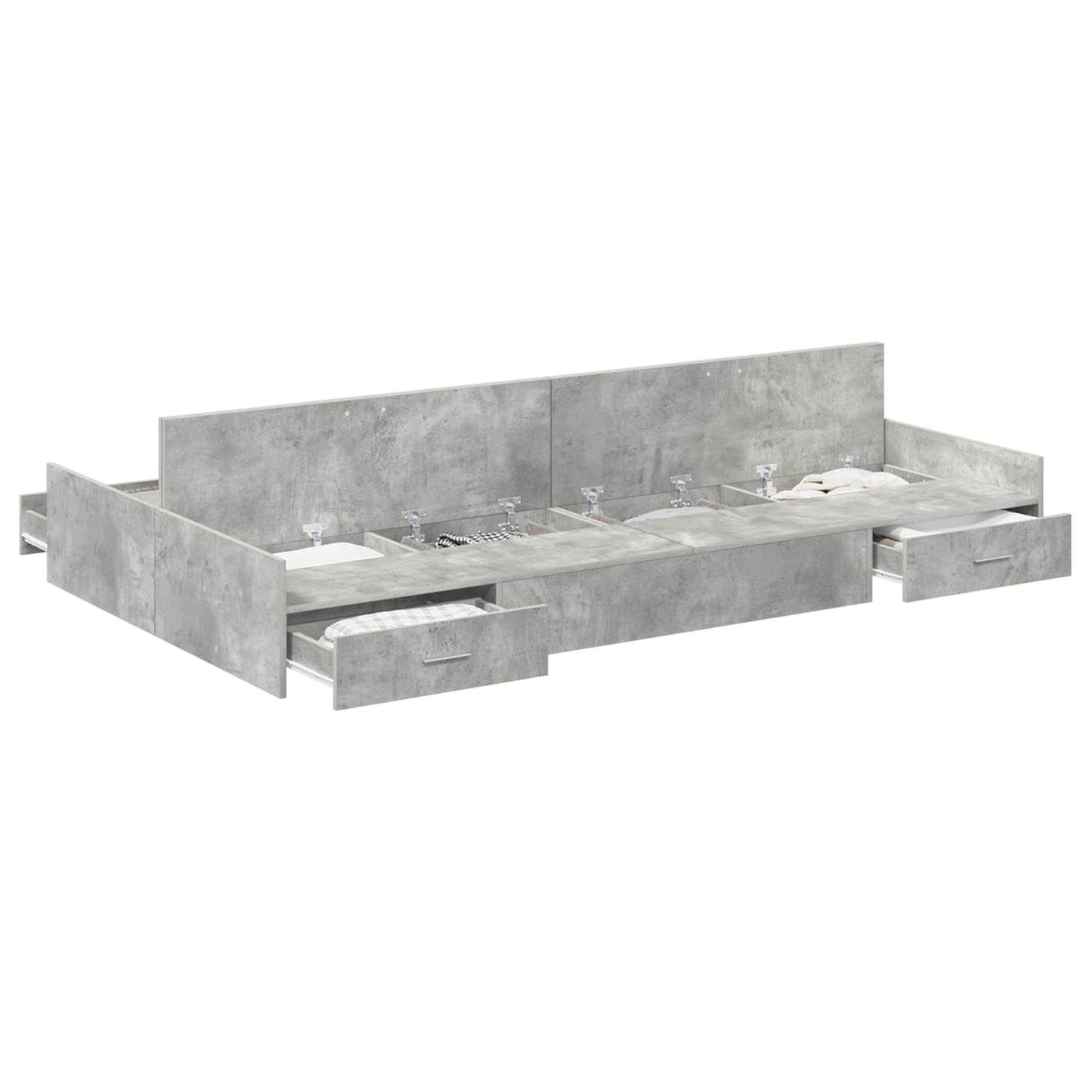 Seng med opbevaring Beton Grå 120 x 200 cm Konstrueret træ