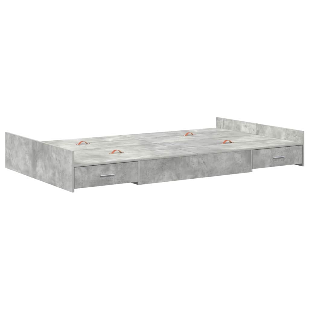 Seng med opbevaring Beton Grå 120 x 200 cm Konstrueret træ