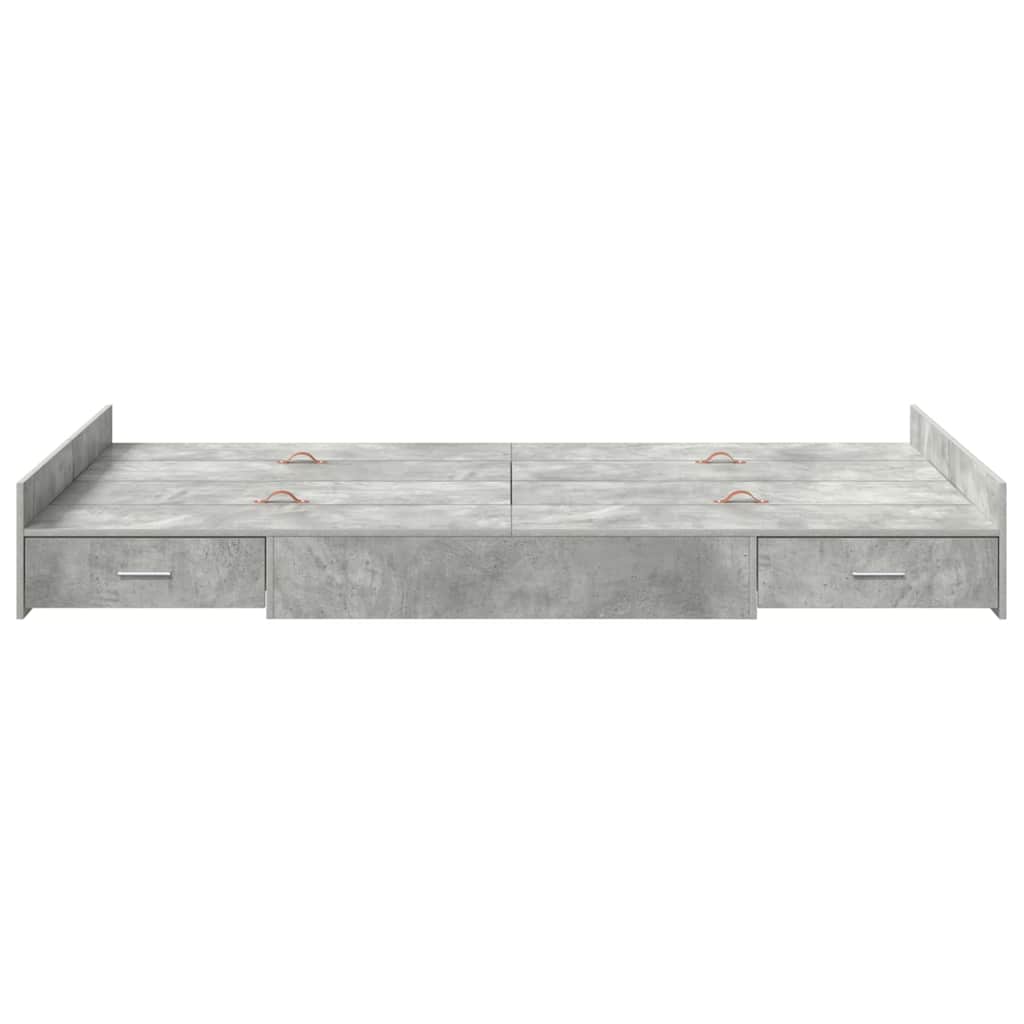 Seng med opbevaring Beton Grå 120 x 200 cm Konstrueret træ